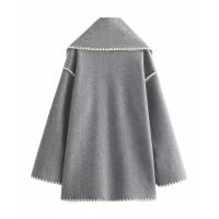 Chaqueta elegante suelta de media temporada para mujer, cuello con bufanda en zigzag, ropa de moda, otoño e invierno, 2024 - details 6
