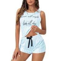Nuevo pijama de verano para mujer, conjunto de ropa de casa estampada - details 0
