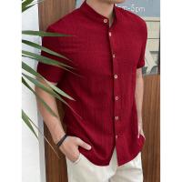 Temu Shein Cárdigan suelto para hombre Camisa de manga corta informal de color sólido - details 3
