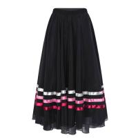 Faldas Flamenco español para mujer, vestidos de danza contemporánea moderna lírico, cintura alta, dobladillo a rayas, falda con - details 3