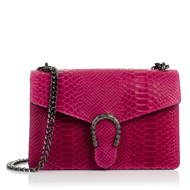 Artesanos de Florencia. Bolso de mano Luce para mujer. Piel auténtica gamuza con grabado de serpiente. Hecho en Italia. Vera Pelle Italiana. - 1