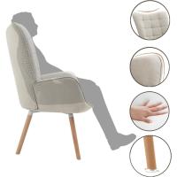 Acolchado con Reposabrazos y Patas de Madera, Tela, Beige, - details 1