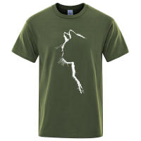 Camiseta de algodón para hombre con estampado de gato, camisa de manga corta de verano, estilo informal Hip Hop, divertida - details 8