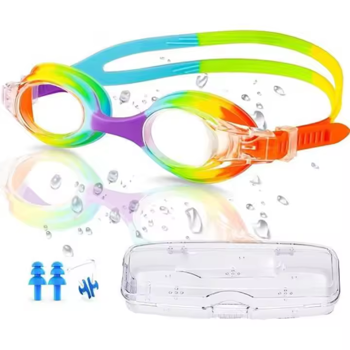 Gafas para niños antivaho, a prueba de fugas y resistentes a los rayos UV, de silicona de grado alimentario, pastillas, con clip nasal y estuches portáthil, Tallas 3-14, color Arcoíris. - 1