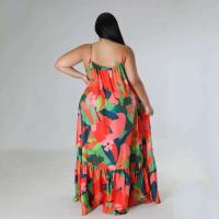 Vestidos de talla grande 5XL 4XL para mujer, batas con volantes en cascada, vestido holgado informal de estilo callejero con estampado de verano y otoño, vestido Maxi de talla grande - details 7