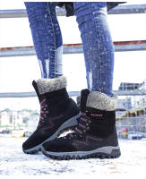 Algodón para el invierno del norte, botas de nieve cálidas y de suela gruesa con forro polar añadido, zapatos altos de cuero para mujer en tallas 35-42 - details 13