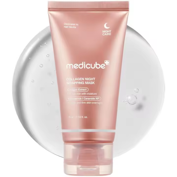 Hot medicube Overnight Wrapping Peel Off Paquete de mascarilla facial Elasticidad La hidratación reduce la flacidez y la opacidad Colágeno hidrolizado para - 1