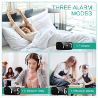 ORIA-Reloj Despertador Digital LED con Control de voz, Despertador de escritorio con pantalla de temperatura y tiempo de repetición, modo nocturno - details 8