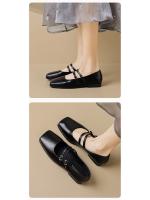 Zapatos de punta cuadrada para mujer, planos, estilo francés, Mary Jane, zapatos coreanos de suela blanda para mujer. - details 3