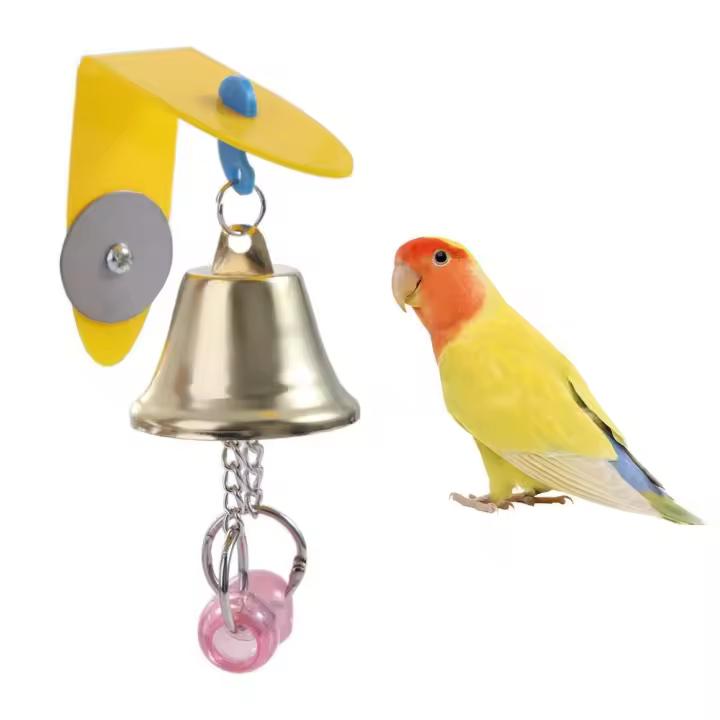 Juguete para colgar con cuentas de periquito de colores, juguete colgante de acrílico/Metal con campana para loro, juguete para jugar con cacatúa, campana para masticar pájaros, campana colgante - 1