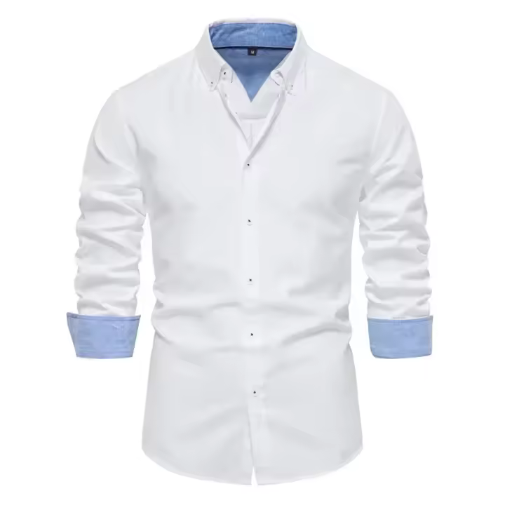 día del padre Camisas ajustadas de calidad de marca para hombres Camisa Oxford de algodón de otoño para hombres Camisas de manga larga con botones para hombres Camisas de negocios casuales - 1