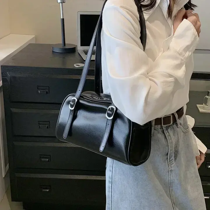 Bolsos de hombro verdes para ir al trabajo para mujer, bolsos de diseñador de lujo, bolso informal de Color puro, bolso con almohada de gran capacidad para axila 2024 - 1