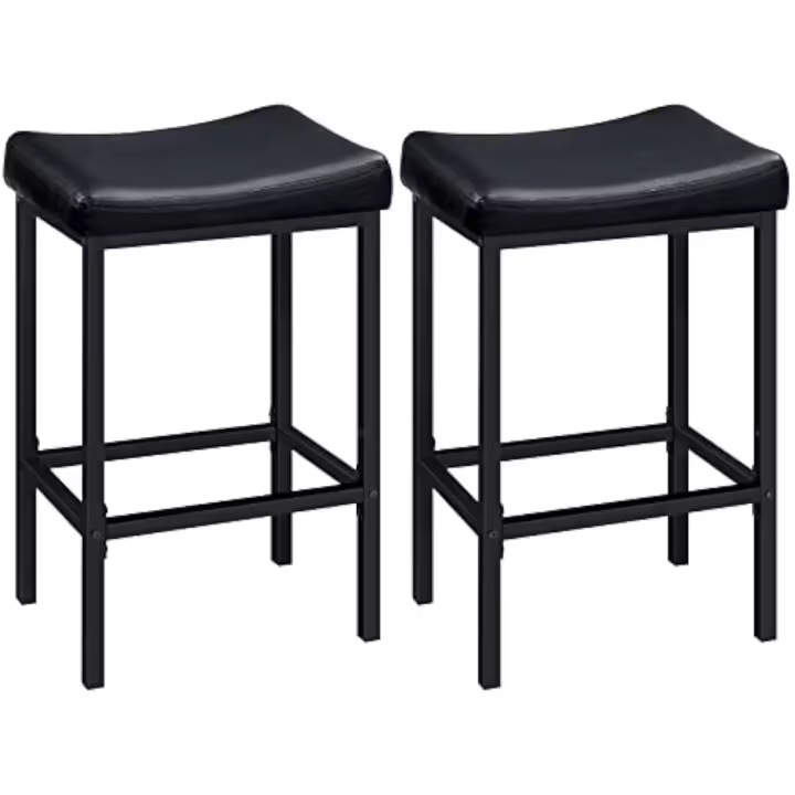Silla Alta Cuadrada con Superficie Curva Cuero PU Espesor de 4cm Marco de Metal Altura de 63cm - 1