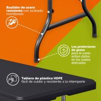 Mesa Jardín Plegable 183x76cm Interiores y Exteriores Acero HDPE Bufé Portátil 8 Personas - details 5