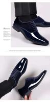 Nuevos zapatos británicos versátiles de talla grande para negocios formales cruzados con puntas brillantes de cuero para hombre - details 9