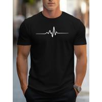 Camiseta de manga corta con cuello redondo para hombre, camiseta deportiva informal ajustada con estampado gráfico creativo de talla grande de verano - details 1