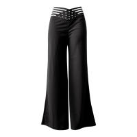 Pantalones de camping con temperamento de cinturón hueco para mujer, cintura alta, pantalones casuales de pierna ancha - details 3