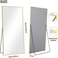 Espejo de Pie Completo 192 x 85 cm Espejo Pared con Marco de Aluminio Espejo Inclinado o Colgante para Sala, Dormitorio, Entrada, Dorado - details 5