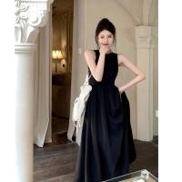 Vestido largo por debajo de la rodilla a la moda, vestidos negros Vintage con espalda descubierta y corte calado, Vestido de mujer de una pieza para verano 2024 - details 2
