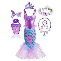 AmyStylish Niñas Princesa Sirena Ariel Cosplay Halloween Fiesta de Cumpleaños Verano Playa Vacaciones Vestido - details 64