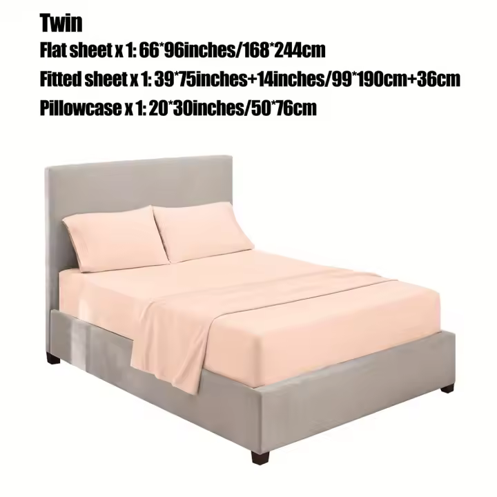 Juego De Sábanas Ajustadas De Poliéster Bordadas, Ropa De Cama sólida cómoda Y Transpirable, 3/4 Piezas - 1