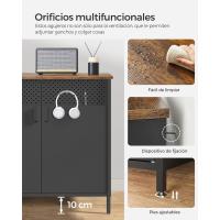 Armario de Almacenamiento de Metal Doble Puerta Magnética, Estante Ajustable, Marco de Acero, 40 x 80 x 76 cm, Marrón Rústico y Negro - details 6