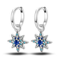 Pendientes de plata 925 con diseño de luna y estrellas, 2 pares para mujer, pendientes de hexagrama de plata de ley 925 para joyería de boda fina - details 5