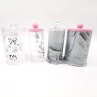 Cubo de almacenamiento de plástico, doble barril, hisopo de algodón, soporte para bolígrafo, caja de almacenamiento de maquillaje, estuche de impresión para cosméticos - details 4