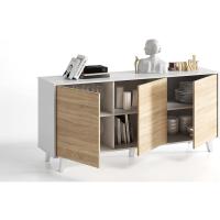 Mueble de Buffet de 3 Puertas Zaiken Plus Blanco Brillo y Roble Canadian - details 4
