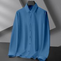hombre manga larga ropa hombre Nueva camisa informal de negocios de manga larga de Color sólido para hombre, resistente a las arrugas, cómoda, versátil para todas las estaciones - details 13