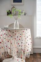 Ence Navidad transparente cubierta con colorido mantel floral rectangular blanco bordado, utilizado para suministros de fiesta en casa - details 2
