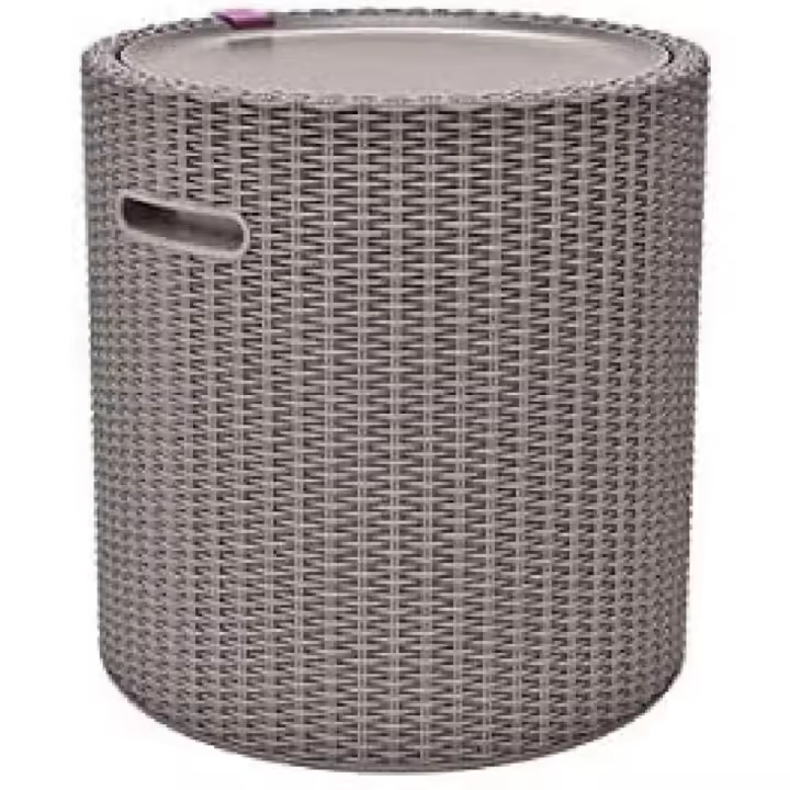 42 x 42 x 41 cm Capacidad Mesa nevera para terraza o Taburete exterior Resina con acabado ratán plano Color Capuchino - 1