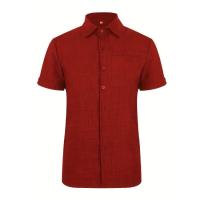 Camisa clásica de manga corta para hombre, camisa informal de Color sólido para vacaciones de verano - details 7