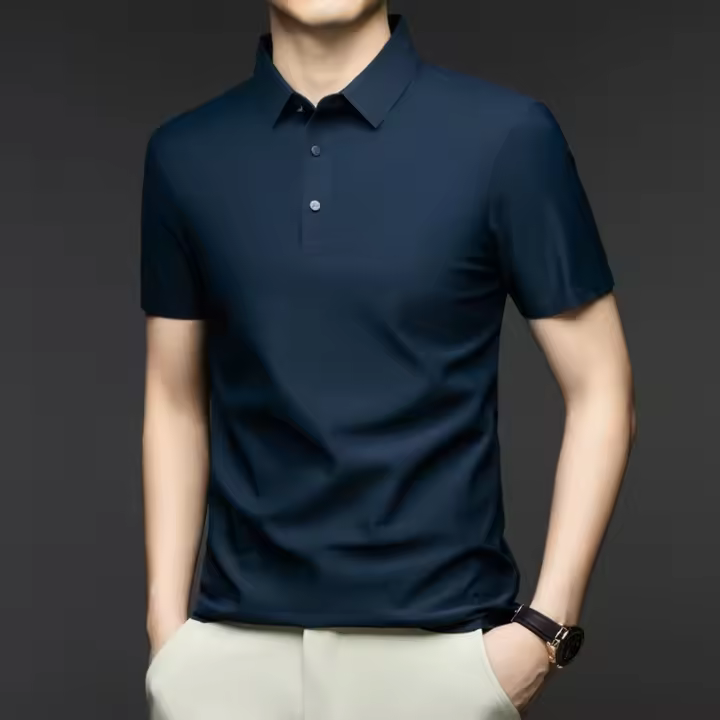 Polo de Cuello Redondo de Alta Calidad Camiseta de Manga Corta para Hombres - 1