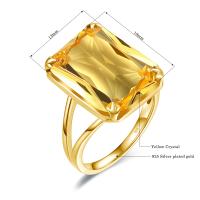 Anillo de Fingertip de Compromiso de Cristal de Citrina de Plata Esterlina 925 Real para Mujeres Joyería Femenina de Aniversario Dorado - details 0