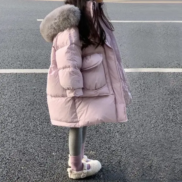 Collar de cuero para niña con aislamiento en abrigo esponjoso, cómodo y cálido, de color sólido - 1