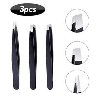 DUcare-Pinzas profesionales para cejas, extensión de pestañas de acero inoxidable, clásicas, inclinadas, 3 pinzas de depilación - details 6