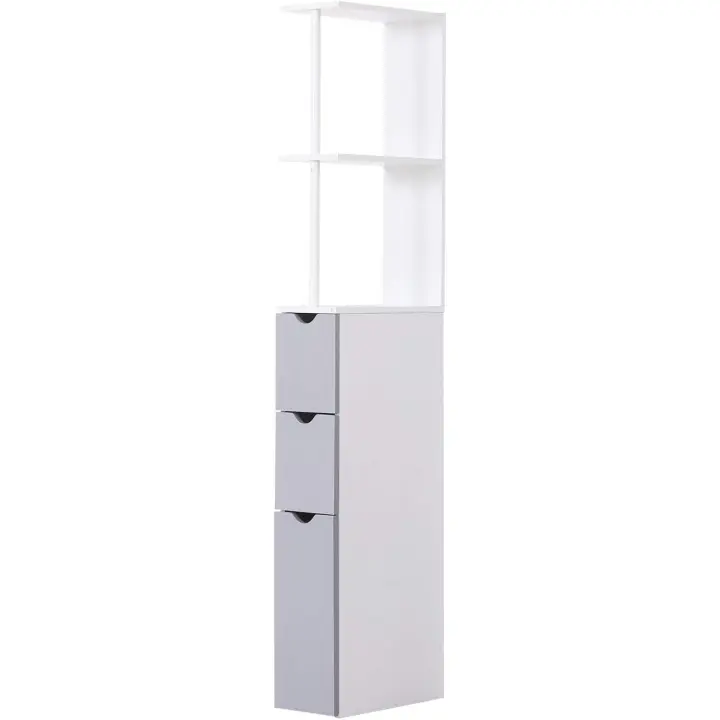 Columna Auxiliar Morno Auxiliar 2 Estantes 2 Cajones y 1 Puerta Antivuelco 15x33x136,5 cm Blanco - 1