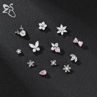 ZS 1 pieza de acero inoxidable, ancla dérmica para hombres y mujeres, lazo con flor, piercing dérmico con cristal CZ, microperforación dérmica que se oculta en la piel. - details 3