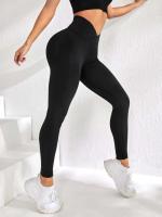 Mallas deportivas para mujer, cintura en V, elásticas, color melocotón, con caderas elevadas y cintura alta, pantalones de Yoga ajustados sin costuras - details 5