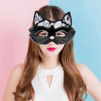 Máscara de bola de maquillaje veneciana, máscara de cara de gato de encaje negro, máscara de ojos para mascarada, tocado de Cosplay para fiesta de Navidad, máscara de lujo para Halloween - details 3