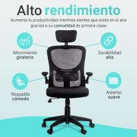 Silla de Oficina Ajustable y Reclinable Soporte Lumbar, Reposacabezas Ajustable, Plegable, Transpirable, Ruedas Giratorias 360° Soporta hasta 120kg - details 19