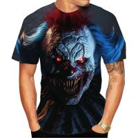 Nueva camiseta de talla grande con estampado 3D para hombre, ropa de calle con patrón de payaso, deportes Unisex, transpirable de secado rápido - details 3