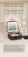 Estuche de maquillaje portátil elegante con espejo LED, organizador de PU ajustable, sin forro y apto para viajes - details 4