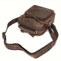 MVA Bolso bandolera vintage de piel auténtica para hombre, bolso bandolera multifuncional con forro de poliéster, bolso pequeño para tableta - Guangzhou Crafted - details 4