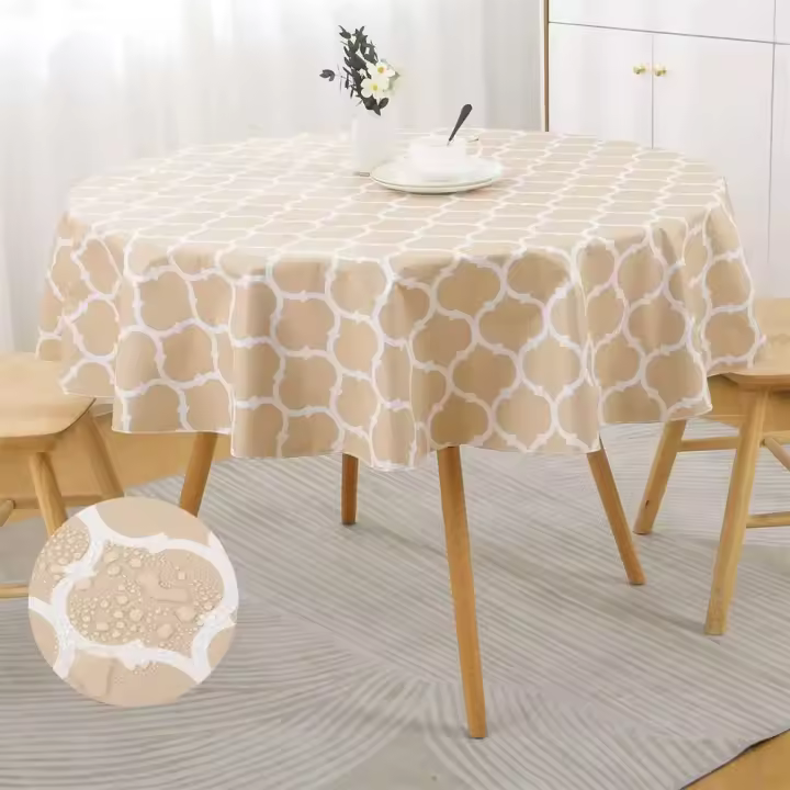 Olanli Mantel Redondo de PVC de 60 Pulgadas Impermeable y Resistente al Calor, Mesa de Comedor de Cocina para Bodas, Funda de Mantel marroquí - 1