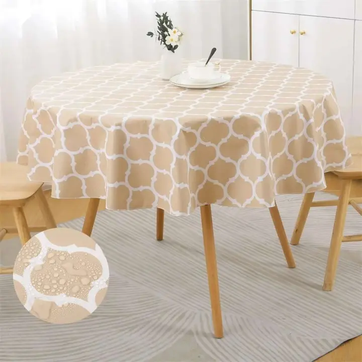 Olanli Mantel Redondo de PVC de 60 Pulgadas Impermeable y Resistente al Calor, Mesa de Comedor de Cocina para Bodas, Funda de Mantel marroquí - 1