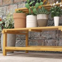 Estante de madera para plantas de 2 niveles, soporte para macetas de exterior con rejilla para jardín, patio, terraza, 75x50x166 cm, natural - details 7
