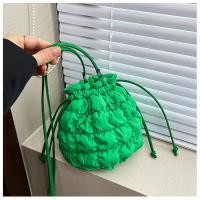 Dulce bolso de cubo con cordón de estilo coreano, bolso de rejilla, pequeño bolso cruzado, bolso para teléfono móvil, bolso de hombro de nailon de Color sólido, viaje - details 27
