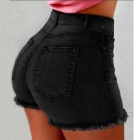 Pantalones cortos de mezclilla elásticos, pantalones calientes rasgados de cintura alta con borlas, pantalones cortos de mujer - details 5